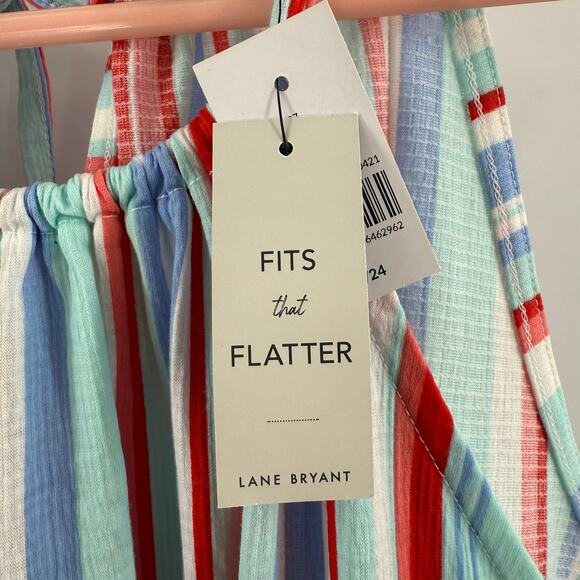 Lane Bryant Tank Top Size 22/24 NWT Halter Toe Multicolor Stripe Plus Curvy - Picture 5 of 13